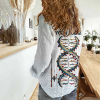 Fishing DNA Women Casual Shirt Colorful Fish Illustrations on White Scale For Fisherman - Wonder Print Shop