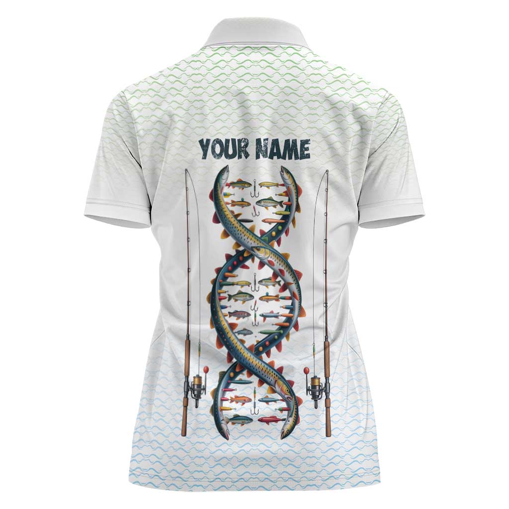 Fishing DNA Women Polo Shirt Colorful Fish Illustrations on White Scale For Fisherman - Wonder Print Shop