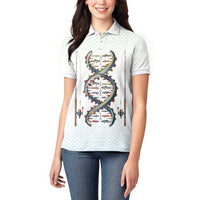 Fishing DNA Women Polo Shirt Colorful Fish Illustrations on White Scale For Fisherman - Wonder Print Shop