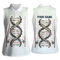 Fishing DNA Women Sleeveless Polo Shirt Colorful Fish Illustrations on White Scale For Fisherman - Wonder Print Shop