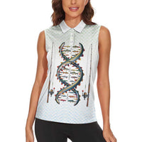 Fishing DNA Women Sleeveless Polo Shirt Colorful Fish Illustrations on White Scale For Fisherman - Wonder Print Shop