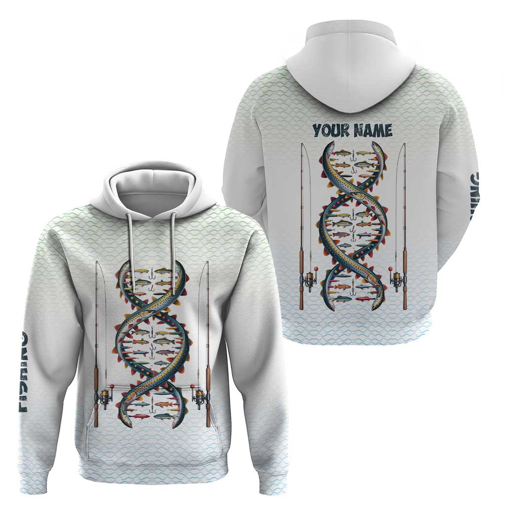 Fishing DNA Zip Hoodie Colorful Fish Illustrations on White Scale For Fisherman - Wonder Print Shop