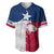 Custom Texas Fishing Baseball Jersey Hooked Fish Graphic - Red White and Blue Theme - Wonder Print Shop