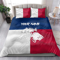 Custom Texas Fishing Bedding Set Hooked Fish Graphic - Red White and Blue Theme - Wonder Print Shop