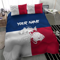 Custom Texas Fishing Bedding Set Hooked Fish Graphic - Red White and Blue Theme - Wonder Print Shop
