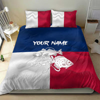 Custom Texas Fishing Bedding Set Hooked Fish Graphic - Red White and Blue Theme - Wonder Print Shop