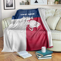 Custom Texas Fishing Blanket Hooked Fish Graphic - Red White and Blue Theme - Wonder Print Shop