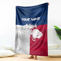 Custom Texas Fishing Blanket Hooked Fish Graphic - Red White and Blue Theme - Wonder Print Shop