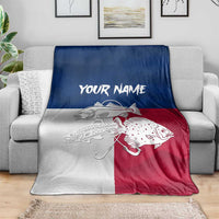 Custom Texas Fishing Blanket Hooked Fish Graphic - Red White and Blue Theme - Wonder Print Shop