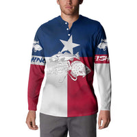 Custom Texas Fishing Button Sweatshirt Hooked Fish Graphic - Red White and Blue Theme - Wonder Print Shop