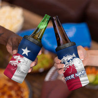 Custom Texas Fishing 4 in 1 Can Cooler Tumbler Hooked Fish Graphic - Red White and Blue Theme - Wonder Print Shop