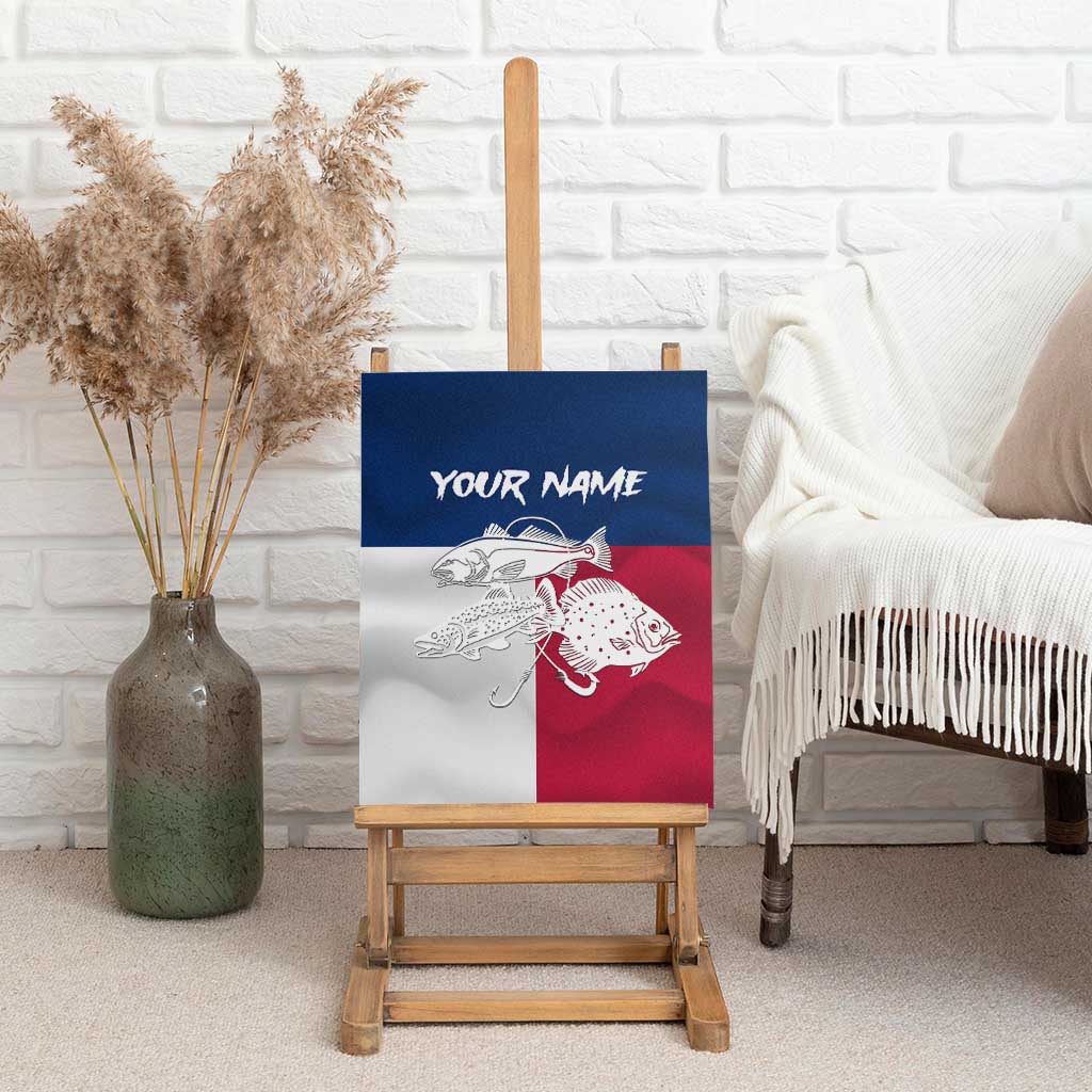 Custom Texas Fishing Canvas Wall Art Hooked Fish Graphic - Red White and Blue Theme - Wonder Print Shop