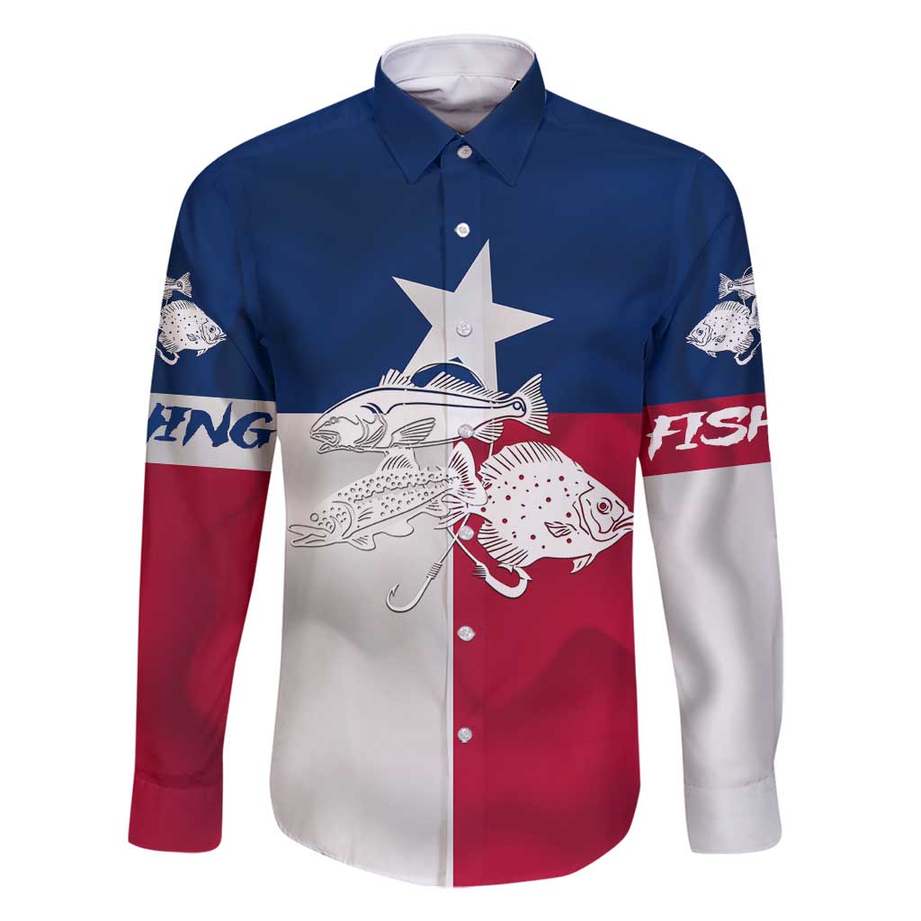 Custom Texas Fishing Family Matching Long Sleeve Bodycon Dress and Hawaiian Shirt Hooked Fish Graphic - Red White and Blue Theme - Wonder Print Shop