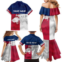 Custom Texas Fishing Family Matching Mermaid Dress and Hawaiian Shirt Hooked Fish Graphic - Red White and Blue Theme - Wonder Print Shop