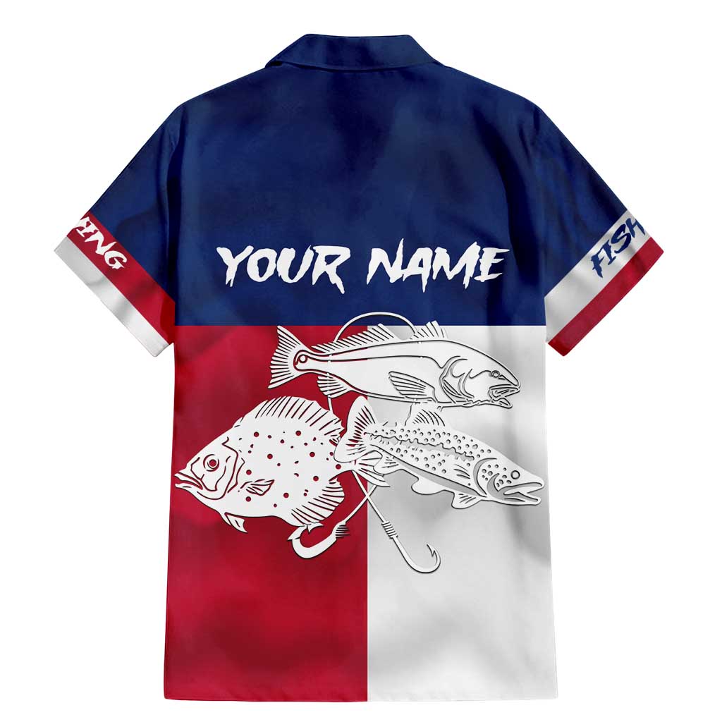 Custom Texas Fishing Family Matching Mermaid Dress and Hawaiian Shirt Hooked Fish Graphic - Red White and Blue Theme - Wonder Print Shop