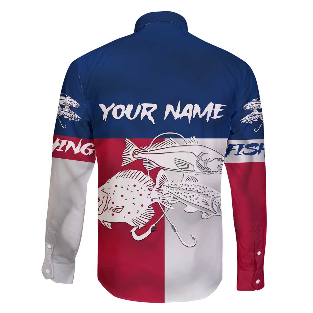 Custom Texas Fishing Family Matching Puletasi and Hawaiian Shirt Hooked Fish Graphic - Red White and Blue Theme - Wonder Print Shop
