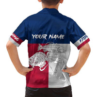 Custom Texas Fishing Family Matching Short Sleeve Bodycon Dress and Hawaiian Shirt Hooked Fish Graphic - Red White and Blue Theme - Wonder Print Shop