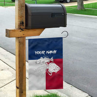 Custom Texas Fishing Garden Flag Hooked Fish Graphic - Red White and Blue Theme - Wonder Print Shop