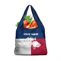 Custom Texas Fishing Grocery Bag Hooked Fish Graphic - Red White and Blue Theme - Wonder Print Shop