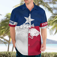 Custom Texas Fishing Hawaiian Shirt Hooked Fish Graphic - Red White and Blue Theme - Wonder Print Shop