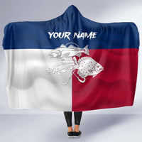 Custom Texas Fishing Hooded Blanket Hooked Fish Graphic - Red White and Blue Theme - Wonder Print Shop