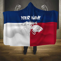 Custom Texas Fishing Hooded Blanket Hooked Fish Graphic - Red White and Blue Theme - Wonder Print Shop