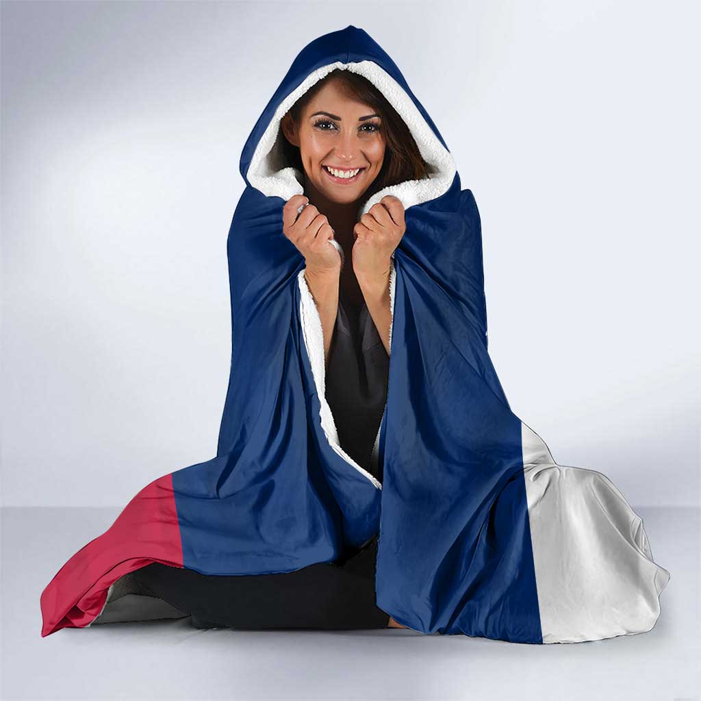 Custom Texas Fishing Hooded Blanket Hooked Fish Graphic - Red White and Blue Theme - Wonder Print Shop