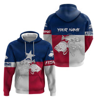 Custom Texas Fishing Hoodie Hooked Fish Graphic - Red White and Blue Theme - Wonder Print Shop