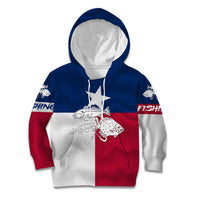 Custom Texas Fishing Kid Hoodie Hooked Fish Graphic - Red White and Blue Theme - Wonder Print Shop