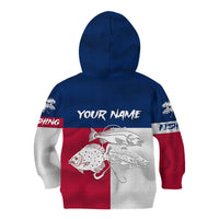 Custom Texas Fishing Kid Hoodie Hooked Fish Graphic - Red White and Blue Theme - Wonder Print Shop