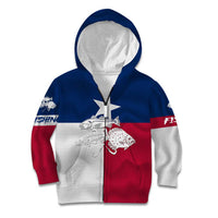 Custom Texas Fishing Kid Hoodie Hooked Fish Graphic - Red White and Blue Theme - Wonder Print Shop