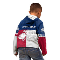 Custom Texas Fishing Kid Hoodie Hooked Fish Graphic - Red White and Blue Theme - Wonder Print Shop