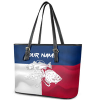 Custom Texas Fishing Leather Tote Bag Hooked Fish Graphic - Red White and Blue Theme - Wonder Print Shop