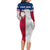 Custom Texas Fishing Long Sleeve Bodycon Dress Hooked Fish Graphic - Red White and Blue Theme - Wonder Print Shop