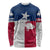 Custom Texas Fishing Long Sleeve Shirt Hooked Fish Graphic - Red White and Blue Theme - Wonder Print Shop