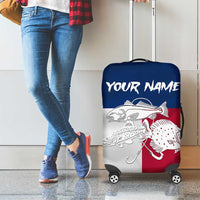 Custom Texas Fishing Luggage Cover Hooked Fish Graphic - Red White and Blue Theme - Wonder Print Shop