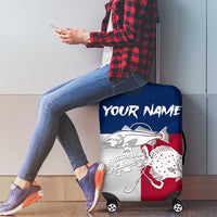 Custom Texas Fishing Luggage Cover Hooked Fish Graphic - Red White and Blue Theme - Wonder Print Shop
