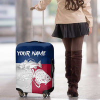 Custom Texas Fishing Luggage Cover Hooked Fish Graphic - Red White and Blue Theme - Wonder Print Shop