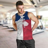 Custom Texas Fishing Men Tank Top Hooked Fish Graphic - Red White and Blue Theme - Wonder Print Shop