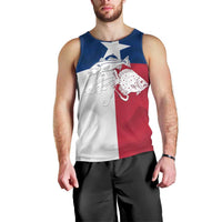 Custom Texas Fishing Men Tank Top Hooked Fish Graphic - Red White and Blue Theme - Wonder Print Shop