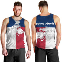 Custom Texas Fishing Men Tank Top Hooked Fish Graphic - Red White and Blue Theme - Wonder Print Shop