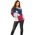 Custom Texas Fishing Off Shoulder Sweater Hooked Fish Graphic - Red White and Blue Theme - Wonder Print Shop