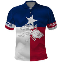 Custom Texas Fishing Polo Shirt Hooked Fish Graphic - Red White and Blue Theme - Wonder Print Shop