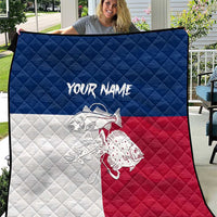 Custom Texas Fishing Quilt Hooked Fish Graphic - Red White and Blue Theme - Wonder Print Shop