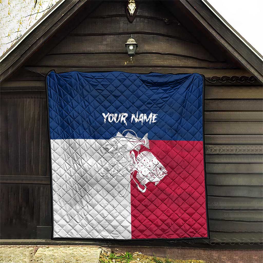 Custom Texas Fishing Quilt Hooked Fish Graphic - Red White and Blue Theme - Wonder Print Shop