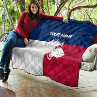 Custom Texas Fishing Quilt Hooked Fish Graphic - Red White and Blue Theme - Wonder Print Shop