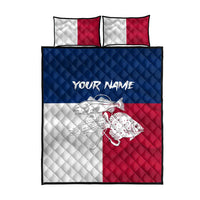 Custom Texas Fishing Quilt Bed Set Hooked Fish Graphic - Red White and Blue Theme - Wonder Print Shop