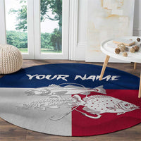 Custom Texas Fishing Round Carpet Hooked Fish Graphic - Red White and Blue Theme - Wonder Print Shop