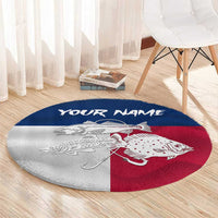 Custom Texas Fishing Round Carpet Hooked Fish Graphic - Red White and Blue Theme - Wonder Print Shop