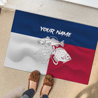 Custom Texas Fishing Rubber Doormat Hooked Fish Graphic - Red White and Blue Theme - Wonder Print Shop